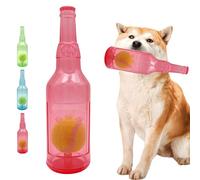 Cute Tough Dog Toy Rubber Bottle Squeaky Dogs Chew Toy Long Lasting Interactive Fetch Toy for Teething Tennis Ball Included (Red, Medium)