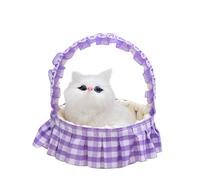 Cute Toy Cat in Lace with Meow Sounds Adorable Sleeping Kitty Doll Soft Stuffed Animal for Kids Boys Girls (Purple, One Size)