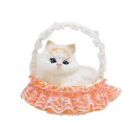 Cute Toy Cat in Lace with Meow Sounds Adorable Sleeping Kitty Doll Soft Stuffed Animal for Kids Boys Girls (Orange, One Size)