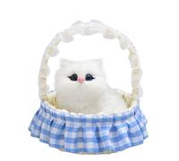 Cute Toy Cat in Lace with Meow Sounds Adorable Sleeping Kitty Doll Soft Stuffed Animal for Kids Boys Girls (White, One Size)