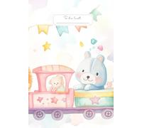 Cute Train Journey To Do List: A soft pastel to do list notebook cover featuring a playful train carrying adorable animals, including a bear and a ... has colorful stars, and soft watercolor hues.