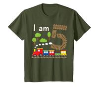 Cute Train Railroad I am (5 Year Old) 5 Years Birthday T-Shirt, Youth, Olive Green, Medium