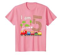 Cute Train Railroad I am (5 Year Old) 5 Years Birthday T-Shirt, Youth, Pink, Medium