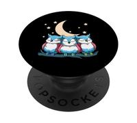 Cute Transgender Owls Under Crescent Moon Pride PopSockets Adhesive PopGrip