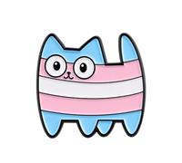 Cute Transgender Pride Cat Enamel Lapel Pin Badge 3cm x 2.5cm LGBTQ+ Flag Kitty Metal Pin Kawaii Cartoon Accessory Gift for Jackets Backpacks Hats Collectors and Pride Events