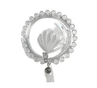 Cute Transparent Shell Badge Reel for Women Retractable Worker ID Card Pull Buckle Nurse Holder Clip for Key Ring Id Card(White)
