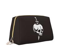 Cute Travel Makeup Bag for Women,The Skull was Pierced by A Dagger Leather Cosmetic Bag Purse Portable Waterproof Small Makeup Bag Organizer Toiletries Bag for Teen Girls Brushes,S