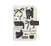 Cute Travel Passport Cover Case with Document Storage Pocket Rfid Passport Holder Organizer Wallet for Women Teens Girls, Black Bowknot & Cats, One Size