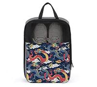 Cute Travel Shoes Bag,Blue and Red Dragons Fighting in The Clouds Waterproof Breathable Portable Travel Shoe Bag with Zipper,Travel Shoe Organizer Bag Shoes Storage Bag for Men Women Gym Daily