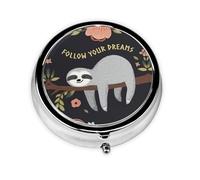 Cute Tree Otter This Small, Round, Three-Compartment Travel Pill Box is Perfect for Storing Daily medications, Vitamins, and on-The-go.