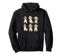 Cute Tri-Color Hound Puppy Watercolor Art Pullover Hoodie