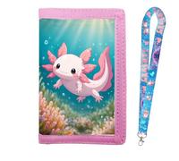 Cute tri-fold coin purse axolotl wallet for men and women