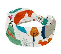 Cute Tribal Animals Women's Wide Hairbands, Soft Turban Headband, Non Slip Head Wraps, Elastic Sweat Yoga Workout Headband Cross Knotted Hairwrap Bandana