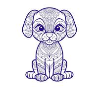 Cute Tribal Dog Drawing Mandala Wall Vinyl Sticker Decor 49.4x66.8cm Multi Color Selection DarkBlue
