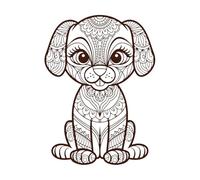 Cute Tribal Dog Drawing Mandala Wall Vinyl Sticker Decor 60.8x82.2cm Art Decoration Coffee