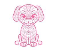 Cute Tribal Dog Drawing Mandala Wall Vinyl Sticker Decor 60.8x82.2cm Equipped with Transfer Film kit Pink