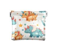 Cute Triceratops Cartoon Star Squeeze Coin Purse Pouch Change Holder PU Leather Mini Wallet Coin Pocket for Women Girls Men