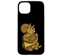 Cute Triceratops Dinosaur Playing French Horn Musician Music Case for iPhone 15 Plus