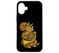 Cute Triceratops Dinosaur Playing French Horn Musician Music Case for iPhone 16 Plus