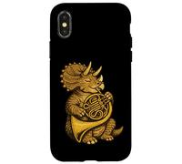 Cute Triceratops Dinosaur Playing French Horn Musician Music Case for iPhone X/XS