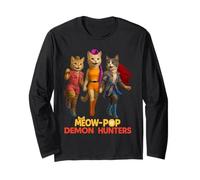 Cute Trio Cat Warriors Parody Retro Aesthetic Long Sleeve T-Shirt