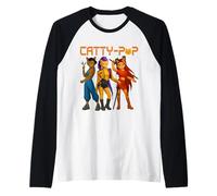 Cute Trio Cat Warriors Parody Retro Aesthetic Raglan Baseball Tee