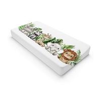 Cute Tropical Jungle Safari Animals Leaves Changing Pad Covers Lion Elephant Giraffe Zebra Hippo Baby Change Table Pad Cover for Boys Girls Soft Stretchy Changing Mat Sheets 32''x16''