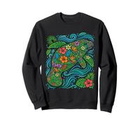 Cute Tropical Manatee Hawaiian Floral Animal Summer Vibes Sweatshirt