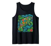 Cute Tropical Manatee Hawaiian Floral Animal Summer Vibes Tank Top