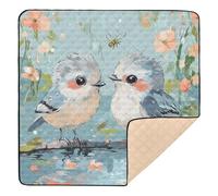 Cute Tufted Titmouse Birds Large Non-Slip Baby Care Play mat for Floor Non-Toxic Foldable Baby Crawling Mat for Baby Kids Toddlers Infants, 50'' x 50''alfombras para jugar Bebes