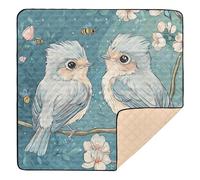 Cute Tufted Titmouse Birds Large Non-Slip Baby Playmat for Floor Lightweight Foldable Baby Kick Crawling Mat for Babies Infants Toddlers, 50'' x 50''tapete de gimnasio para