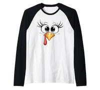 Cute Turkey Kids Girls Fall Vibes Thankful Thanksgiving Raglan Baseball Tee