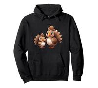 Cute Turkey Mom and Baby Fowl Cartoon Pullover Hoodie