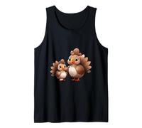 Cute Turkey Mom and Baby Fowl Cartoon Tank Top