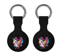 Cute Turkey Unicorns Thanksgiving Turkey Rainbow Keychain Holder Case Compatible with AirTag Waterproof Silicone Shell Protective Case 2PCS