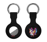 Cute Turkey Unicorns Thanksgiving Turkey Rainbow Keychain Holder Case Compatible with AirTag Waterproof Silicone Shell Protective Case 1PCS