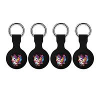 Cute Turkey Unicorns Thanksgiving Turkey Rainbow Keychain Holder Case Compatible with AirTag Waterproof Silicone Shell Protective Case 4PCS