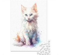 Cute Turkish Angora Kitten 1000 Piece Puzzle for Pet Theme Lovers, 70x50cm/1000pcs
