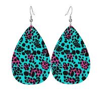 Cute Turquoise Leopard Leather Earrings for Women Teardrop Earrings Lightweight Dangle Drop Earrings Cute Jewelry Gift