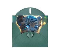 Cute Turquoise Leopard Print Blank Cards and Envelopes 5" x 6" for Wedding Birthday Invitations and All Occasions