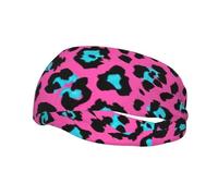 Cute Turquoise Leopard Print Comfortable Sports Sweatband For Men Women Stretchy Breathable For Running Yoga