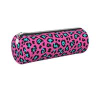 Cute Turquoise Leopard Print Triangle Pencil Case Large-Capacity Stationery Organizer Stylish Pens Pouch