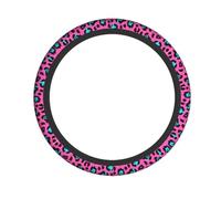 Cute Turquoise Leopard Print Universal Anti-Slip Steering Wheel Cover, Breathable Neoprene Protector For Car & Suv