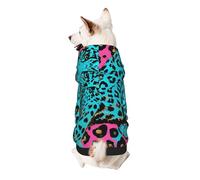 Cute Turquoise Leopard Printed Dog Hoodie Soft Dog Sweatshirt Cute Cat Dog Clothes for Small Dogs Kitten Puppy, XL