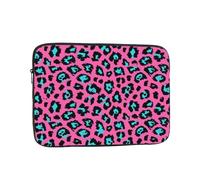 Cute Turquoise Leopard Printed Laptop Sleeve For 17 Inch Laptop, Shockproof Oxford Fabric Laptop Protective Case Laptop Bag