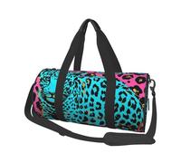 Cute Turquoise Leopard Printed Sports Gym Bag with Wet Pocket & Shoes Compartment, Travel Duffel Bag for Men Women