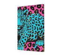 Cute Turquoise Leopard Printed Wooden Framed Cotton Wall Art 40x60 CM, Modern Canvas Print Picture, Elegant Home Office Hotel Decor