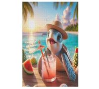 Cute Turtle 1000 Pieces Wooden Jigsaw Puzzle for Adults Puzzles Brain Exercise Challenge High Difficulty Game for Kids 78×53cm