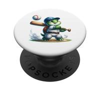 Cute Turtle Baseball Batter Player Animal Sport Graphic PopSockets Adhesive PopGrip