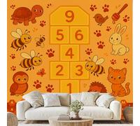 Cute Turtle Bee Paw Wall Mural Learning Figures Letters Peel and Stick Photo Wallpaper 150x100 cm Animal Educational Wall Paper for Bedroom Bathroom Living Room Poster Decoration xE78f